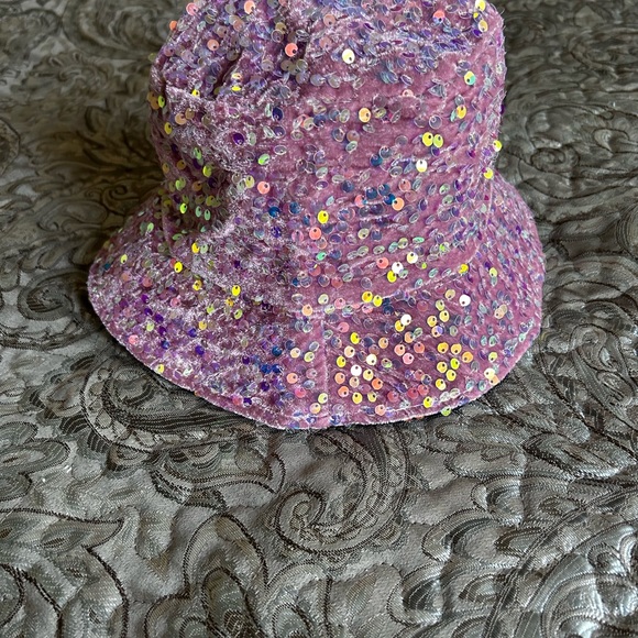 Gemma Sequined Bucket Hat in Pink - Picture 3 of 6